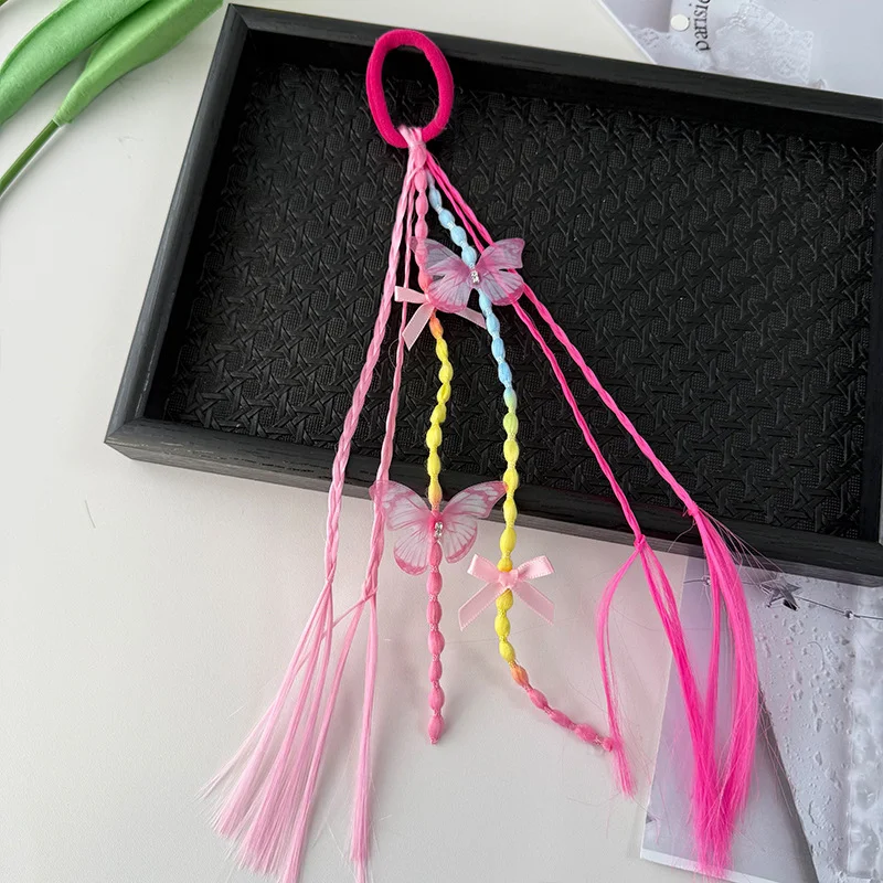 Charming Braided Wig Ponytail Headband with Rubber Hair Bands - Kids' Hair Accessory Ornament