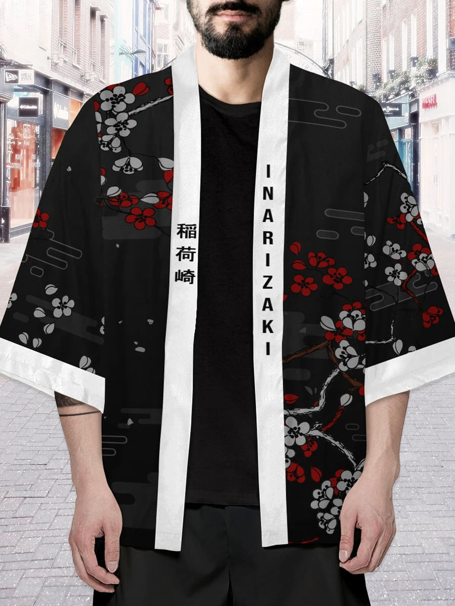 INARIZAKI FOXES KIMONO Cape Loose Three-quarter Sleeve Cardigan Robe Haori