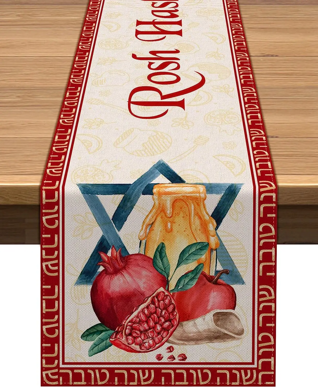 2023RoshHashanahTableRunner33x183275cmLinenJewishNewYear