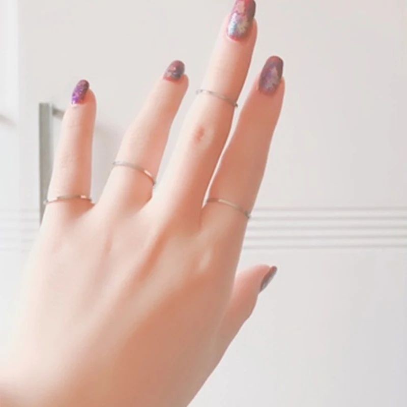 DARHSEN Fashion Jewelry Stainless Steel Small 1mm Girl Women Rings Solid Polished Black Silver gold Color size 3 4 5 6 7 8 9 10 6