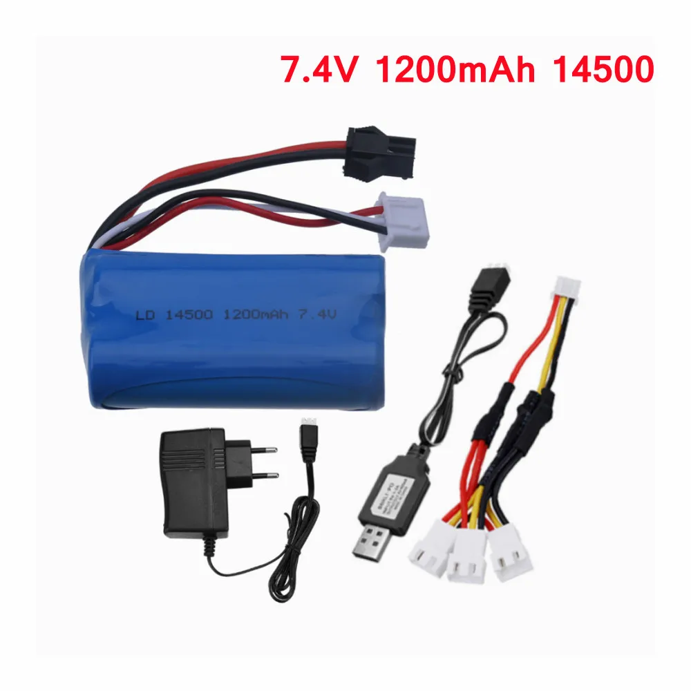 

7.4v 14500 1200MAH Li-ion lithium rechargeable battery pack for water soft gun and RC car boat aircraft helicopter plane toys