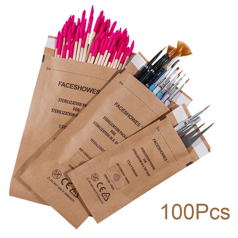 50/100Pcs Disposable Sterilization Disinfection Bag Set Nails Equipment Disinfection Accessories Nail Tools Sterilizer Kraft Bag