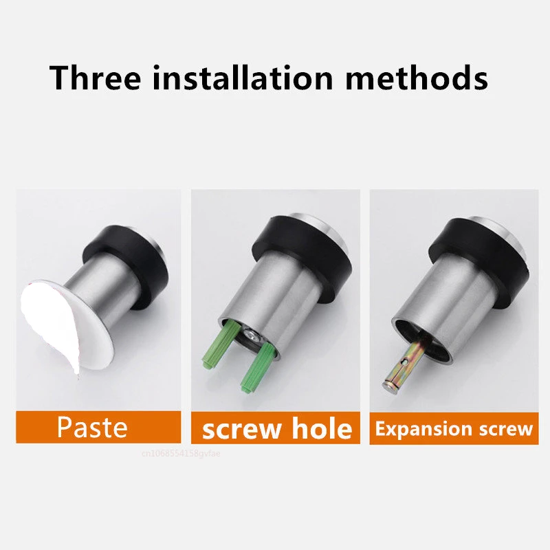 Rubber Door Stopper Stainless Steel Door Protective Pad Wall Protector Anti-collision Holder Round Stops Hardware