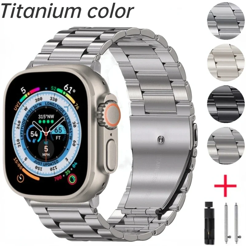 애플 워치용 금속 스트랩, 스테인리스 스틸 손목 밴드, iWatch 시리즈, 울트..