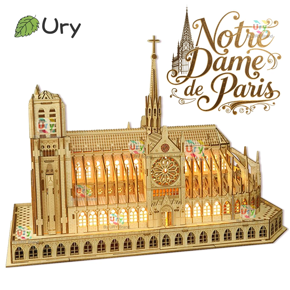 Hallisun 3D Wooden Puzzle For Adults, France Notre Dame De Paris Wood Architecture Model, DIY Mechanical Building Kit Craft Hobbies Toy, Birthday Festival Gift For Women Men, Home Decor, 266 PCS