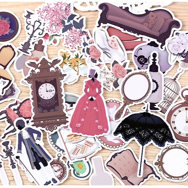 38 Stück kreative Kawaii selbstgemachte Palastleben-Aufkleber im europäischen Stil / schöne Aufkleber / dekorative Aufkleber / DIY-Bastelfoto Al – Detail 1