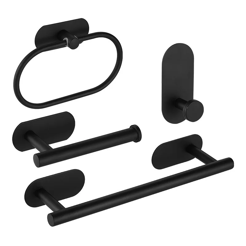 Adhesive Bathroom Hardware Accessories Towel Rack Toilet Paper Dispenser Holder Wall Coat Hooks Towel Rail Ring Roll Hanger Set