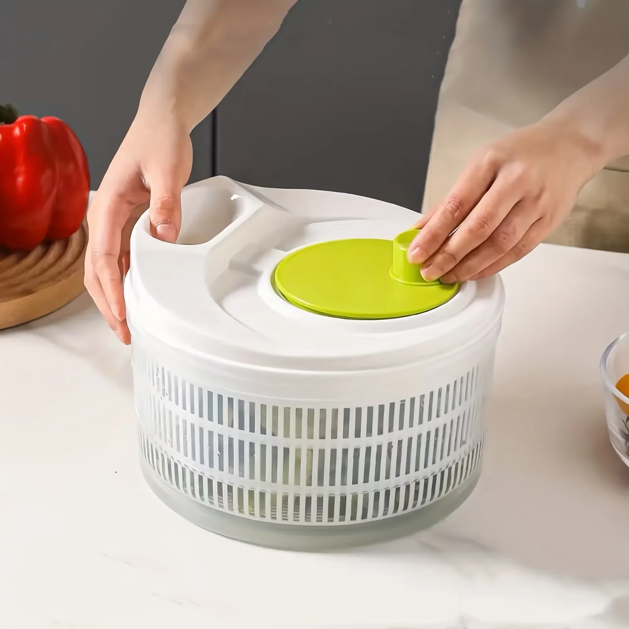 Salad Spinner Lettuce Greens Washer Dryer Drainer Crisper Strainer for Washing Drying Leafy Vegetables Kitchen Tools 2