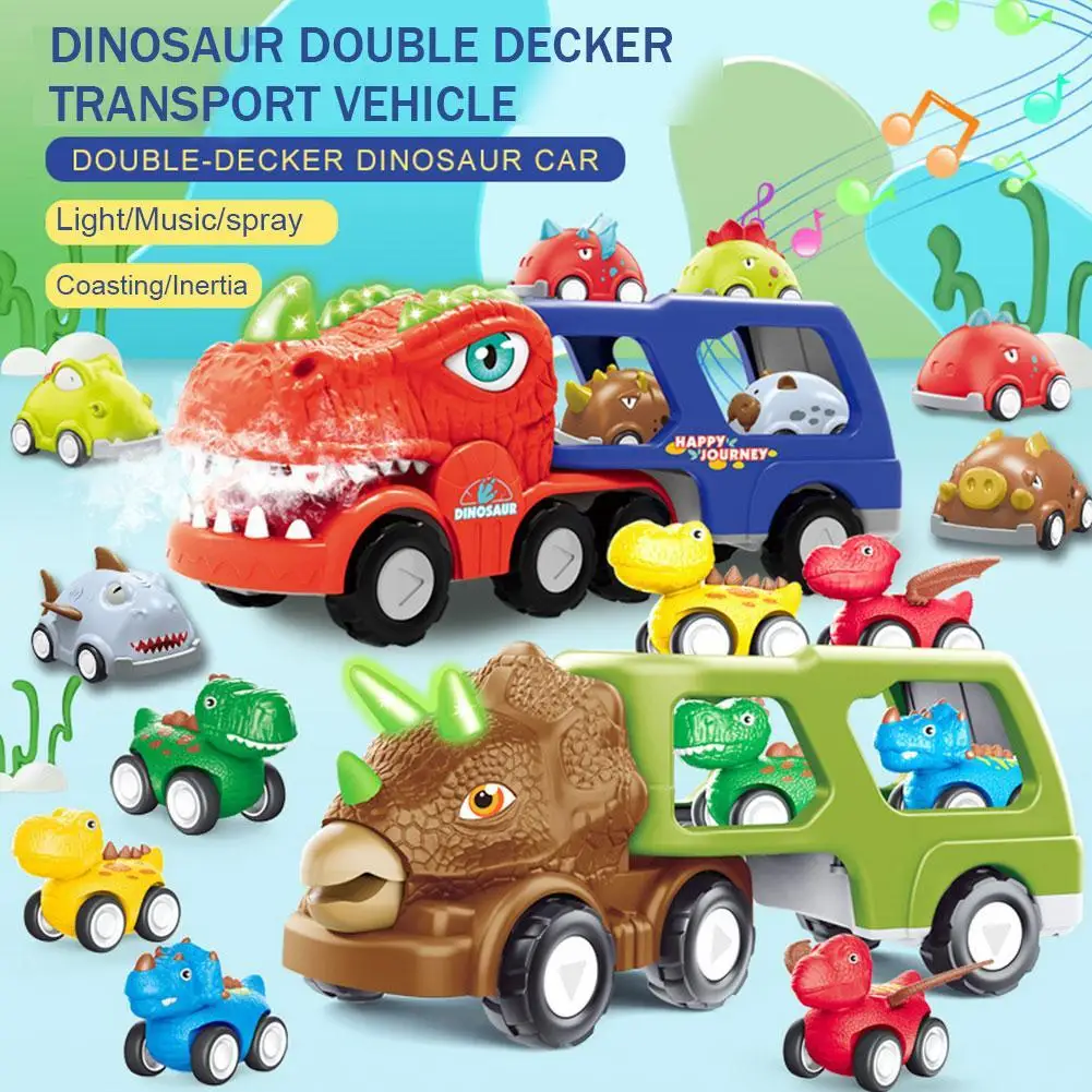 

Dinosaur Transport Carrier Truck Cars Toy with Small Dinosaur Carrier Vehicle Dino Animal Model Dinosaur Truck Toys for Kids Boy