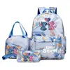 3Pcs/set Disney Lilo Stitch Colorful Backpack With Lunch Bag for Girl Boy Student Teenager Rucksack Women Casual School Bags Set 1