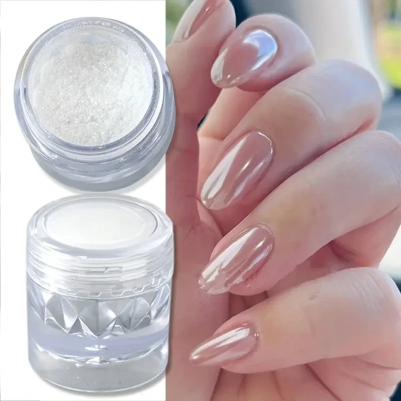 Hypoallergenic Aurora Chrome Nail Powder-Gentle Electroplating Clear Finish for Stunning Manicures