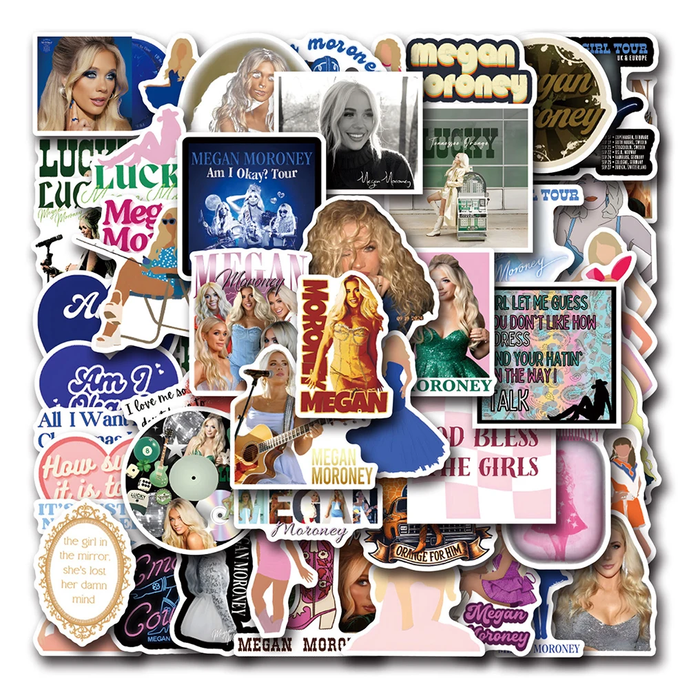 10/30/52pcs Megan Moroney Singer Cartoon Stickers DIY Stationery Suitcase Phone Notebook Waterproof PVC Graffiti Sticker Kid Toy