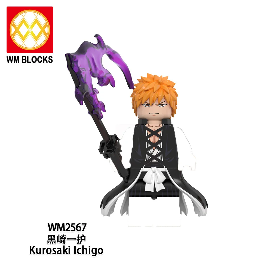 

WM6164 Anime BLEACH Action Figure Building Blocks DIY Kurosaki Ichigo Shinigami Zanpakutou Accessories Model Brick Toys For Kids