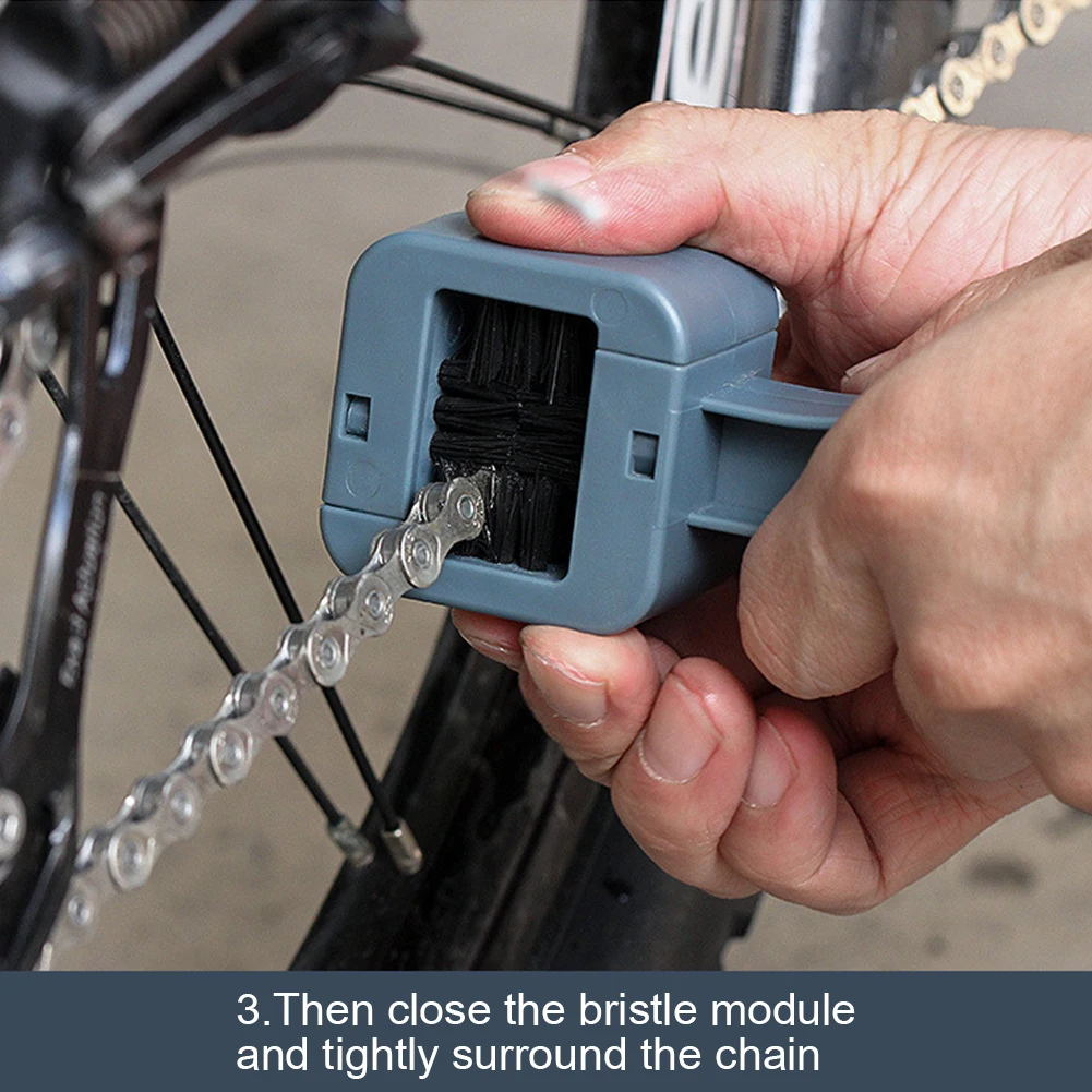 3pcs/Set Mountain Bicycle Chain Cleaner Washer Tools Dustproof Kits Bike Brushes Scrubber Portable Carrying Decor