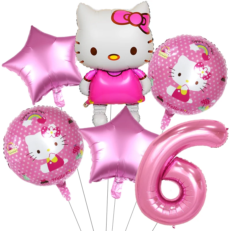 thumbnail image 1 of Globos de aluminio de Hello Kitty con nombre personalizado, globos grandes para cumpleaños de niños, decoración de bodas, suministros para fiestas, regalo para niñas, baby shower, 1 of 5