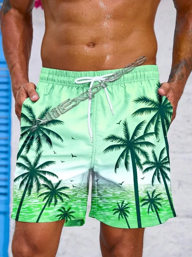 Summer Harajuku 3D Cocoanut Trees Printing Beach Shorts Palm Tree Graphic Board Shorts For Men Hawaiian Cool Swimming Trunks swim trunks