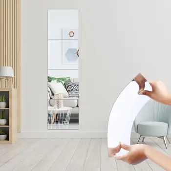 4 pezzi adesivi murali specchio 3D adesivi specchio autoadesivi addensare 2 mm flessibile arte fai da te specchio acrilico decorazione del soggiorno 1