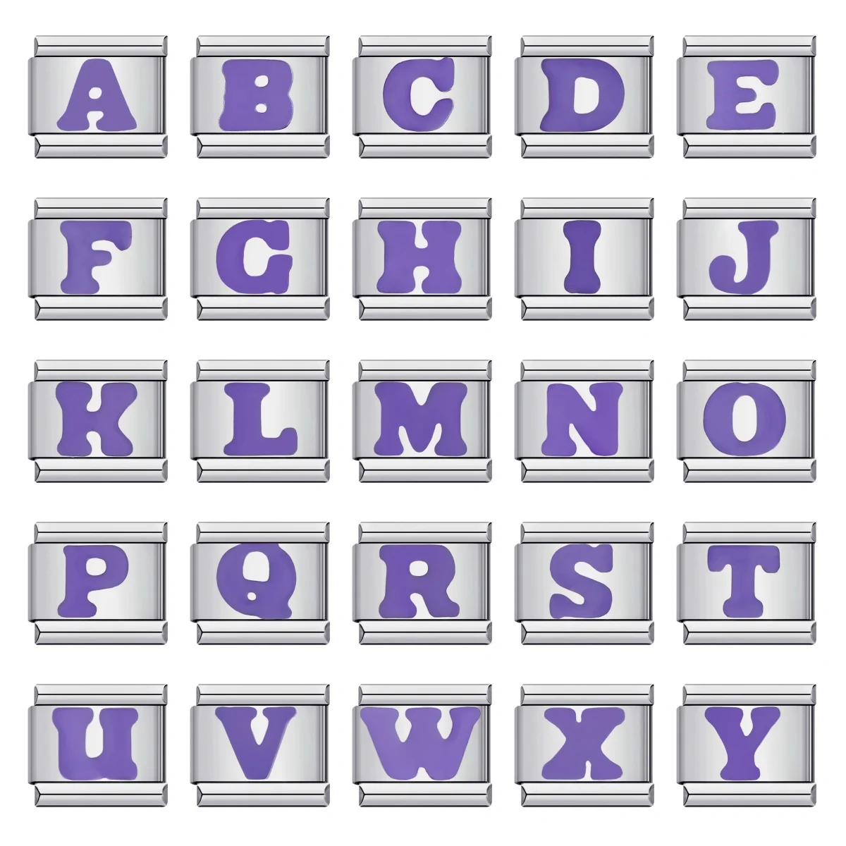 2024 lila 26 englische Buchstaben A-Z italienischen Links Charme passen 9mm Edelstahl Frauen Männer Armband DIY machen y2k Modeschmuck – Detail 2