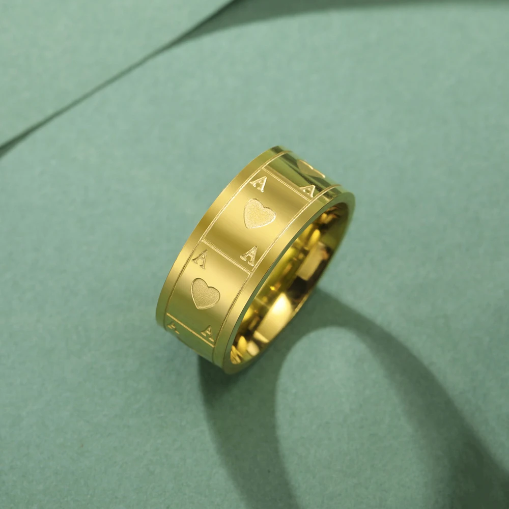 Dawapara Vintage Ass Poker Karte Männer Ring 8mm Unisex Glück Ring Ass der Liebe Edelstahl Ehering Schmuck – Detail 8