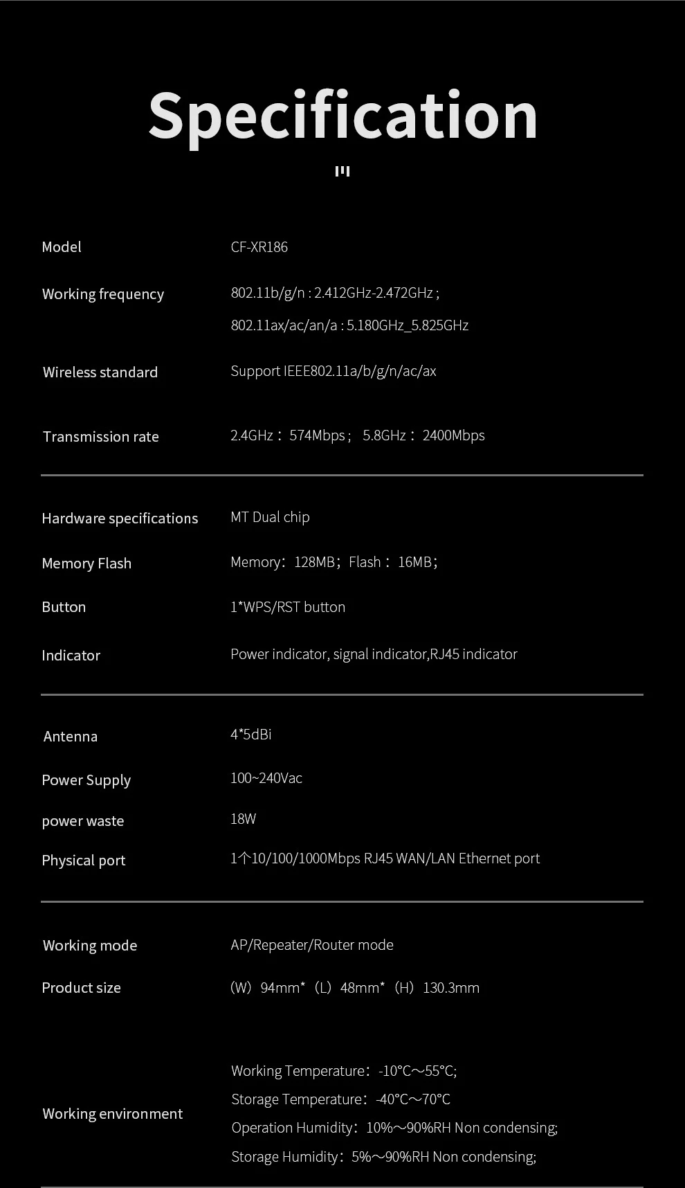 Comfast 3000Mbps WiFi 6 Repetidor 2.4G &