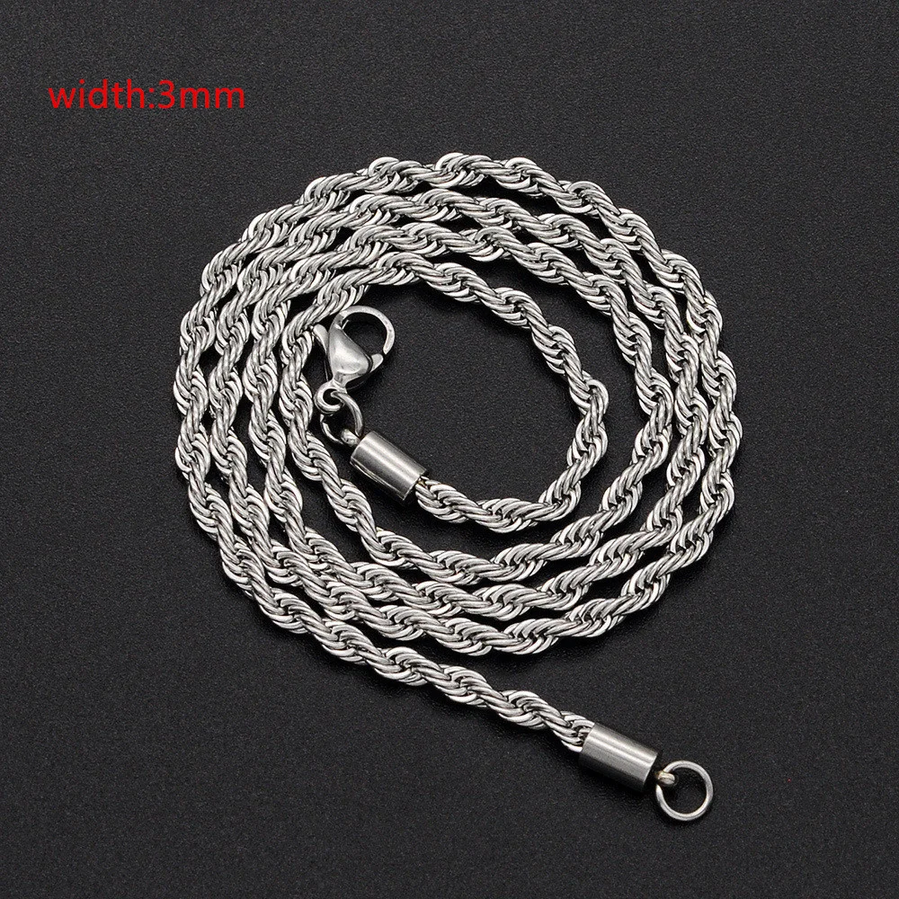 2022 Classic Rope Chain Men Necklace Width 2/3/4/5 MM Stainless Steel Figaro Cuban Chain Necklace For Men Women Jewelry
