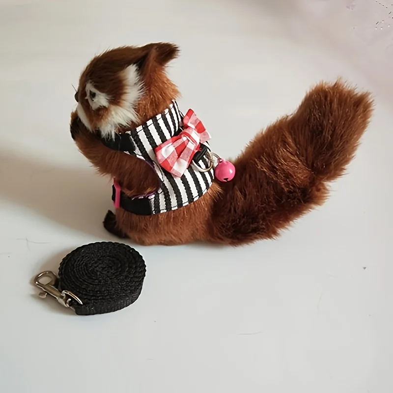 Hamster Harness and Leash Set - Comfortable Padded Vest for Small Pets with Bow Bells