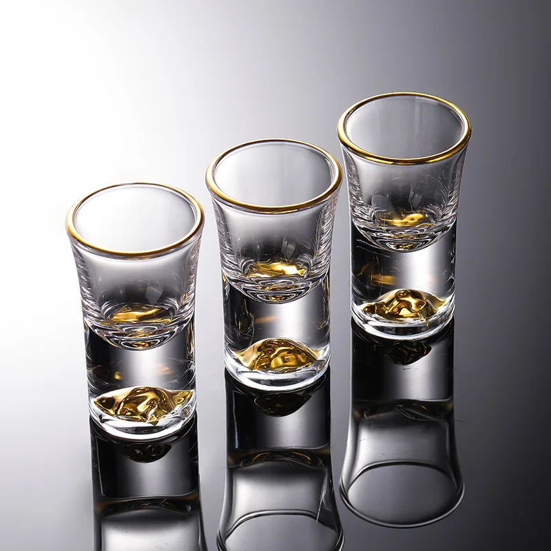 Lead-free Crystal Glass Gild Built In 24K Gold Leaf Small Shot Glass Luxury  Golden Vodka Spirit Small Wine Glasses Drinking Cups - AliExpress