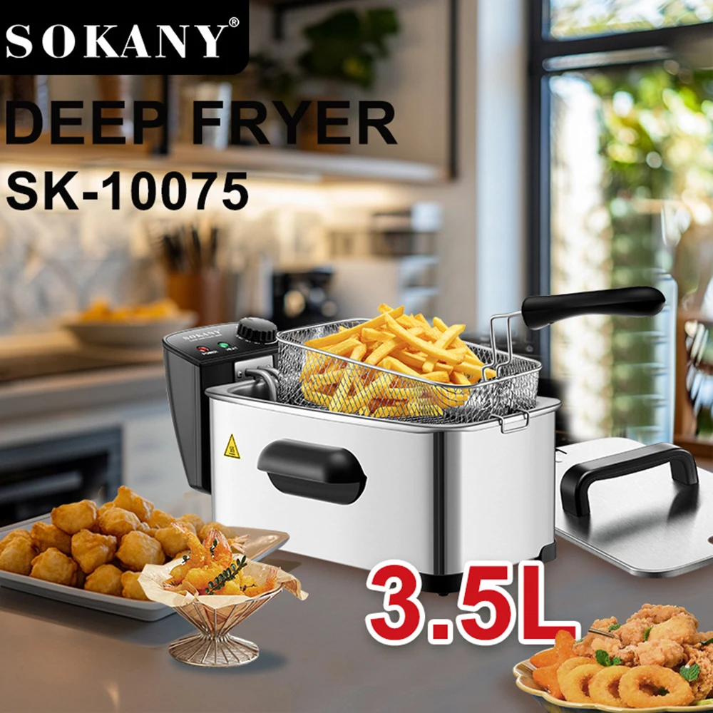 1841904-ffac98.jpg Sc3713ed78e714240b141cfbcf220cfd06 3.5L Household & Commercial Electric Fryer Frying, Fritters, Fried Chicken Slices Adjustable Temperature Easy To Clean Mallzona