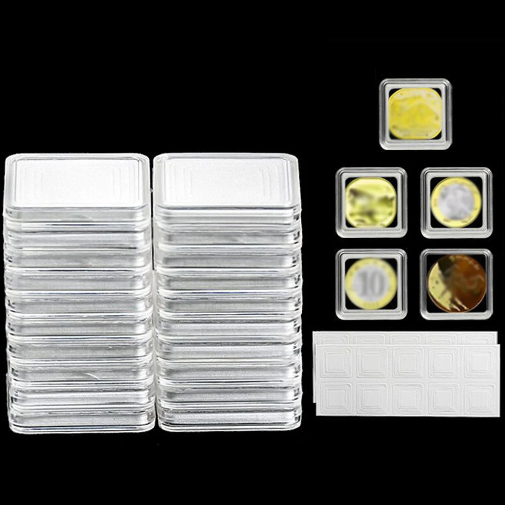 

Mini Square Jewelry Storage Boxes Clear Plastic Case Container Premium Coin Capsules For Storage And Protection - 5 Sizes