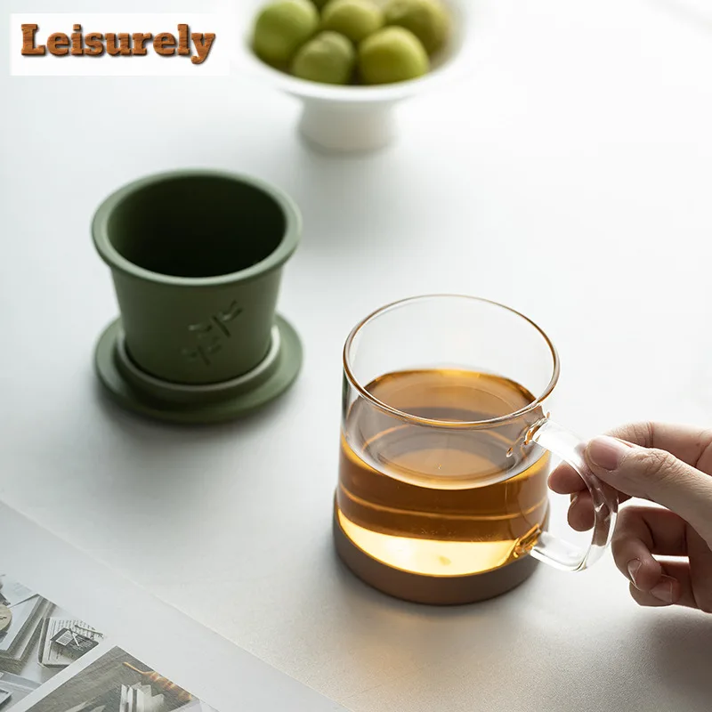350ml Creative Dragonfly Glass Filter Tea Separator Cup Handmade Tea Mug with Infuser Tea Maker Office Water Cup Teaset Craft