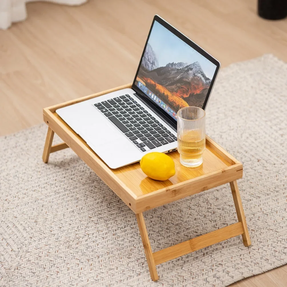 Wooden Foldable Table Bed Tray Folding Column Laptop Cooling