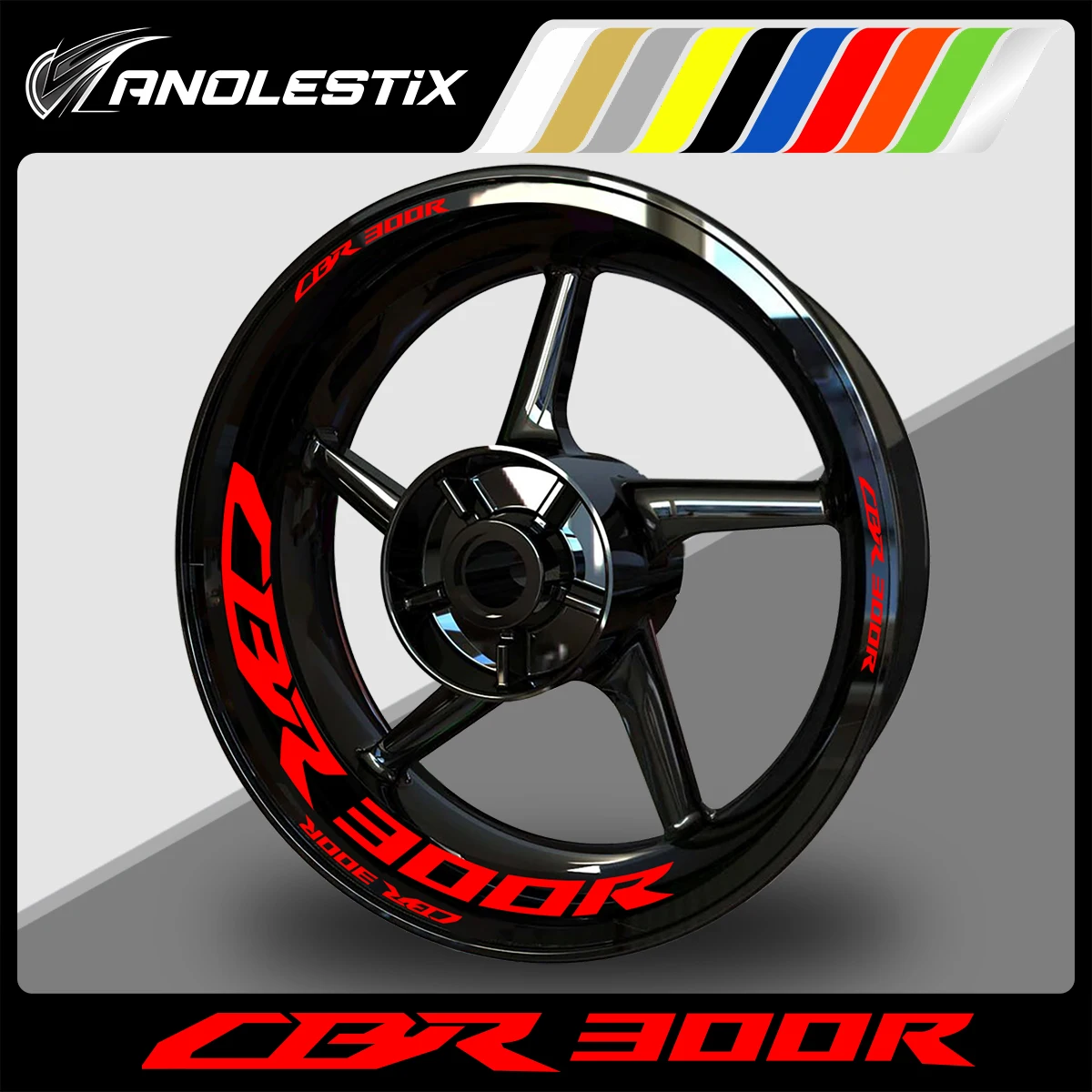 AnoleStix Reflective Motorcycle Wheel Sticker Hub Decal Rim Stripe Tape For Honda CBR 300R 2014 2015 2016 2017 2018 2019 2020