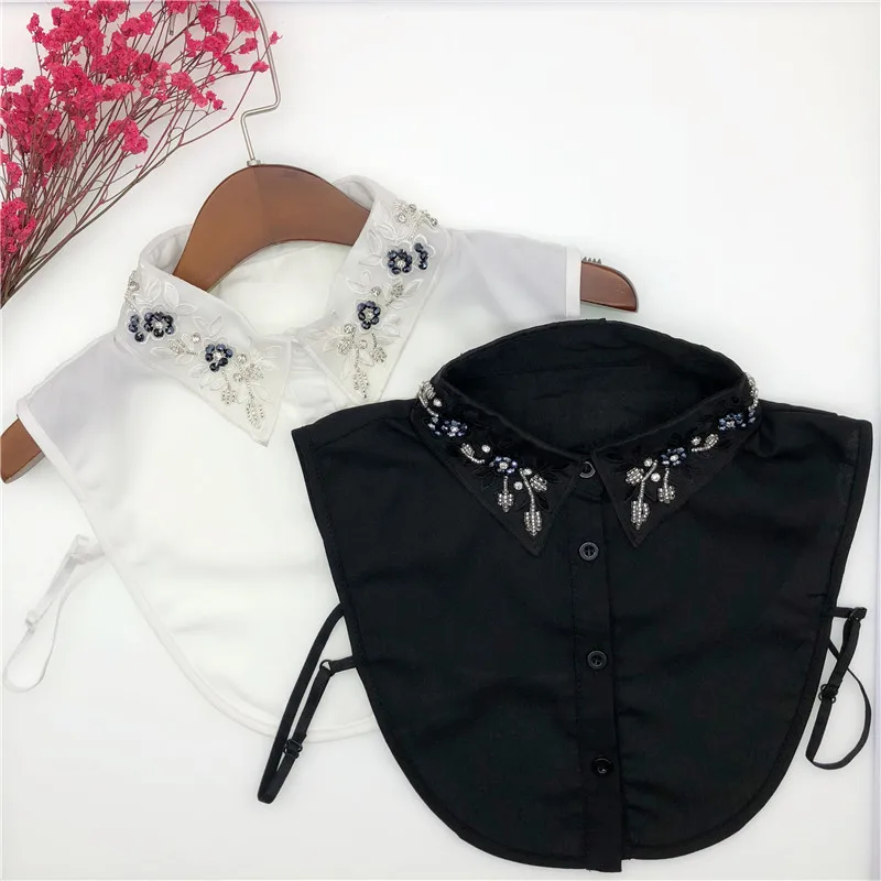

Korean Style Handmade Beads Fake Collar for Sweater Blouse False Collar Women Turn Down Detachable Collars Clothes Accessories