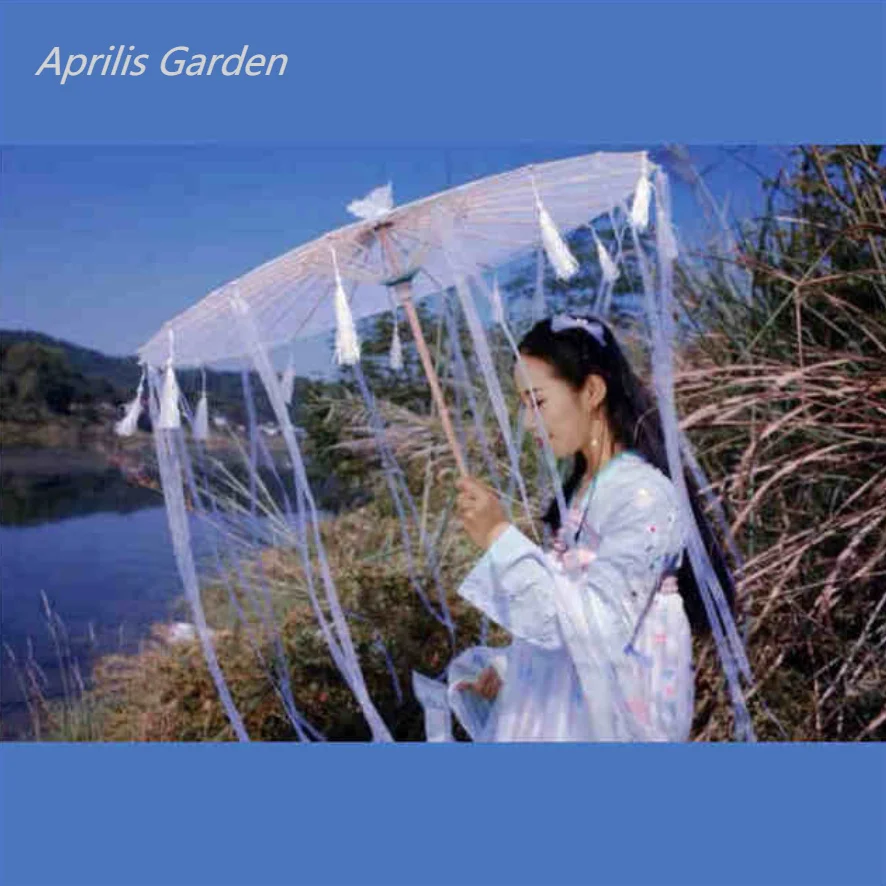 Umbrella Chinese Japan Yarn Oiled Paper Silk Cloth Costume Ancient Chinese Princess Drama White Craft Cosplay folding umbrella automatic umbrella sun umbrella umbrella hat capsule umbrella lace umbrella