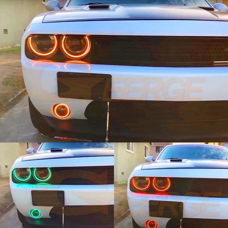 닷지 챌린저 2008-2014 블루투스 앱 제어 주간 주행등 다색 초고휘도 RGB LED 엔젤 아이즈 키트 헤일로 링
