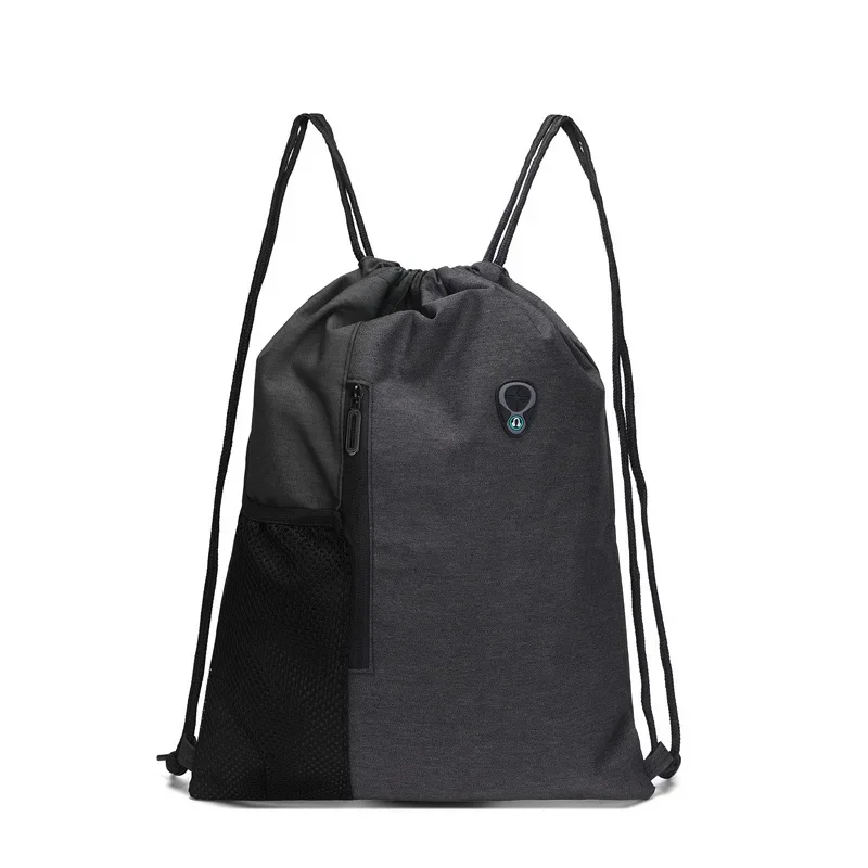 Zaino Con Coulisse Impermeabile Grigio - Borsa Da Palestra Con Scomparto Per Scarpe E Tasca Portabottiglie, Uomo E Donna - 2
