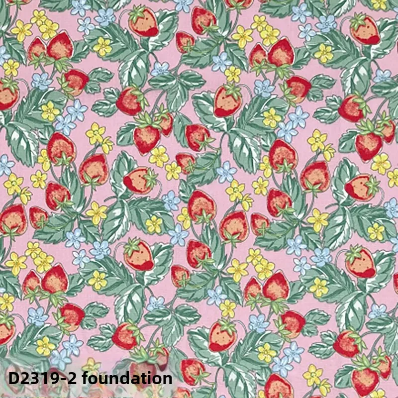 Pure Cotton Strawberry Print Fabric for Dress Children's Shirt Bag Active Water Dyeing Printing Clothing Accessories