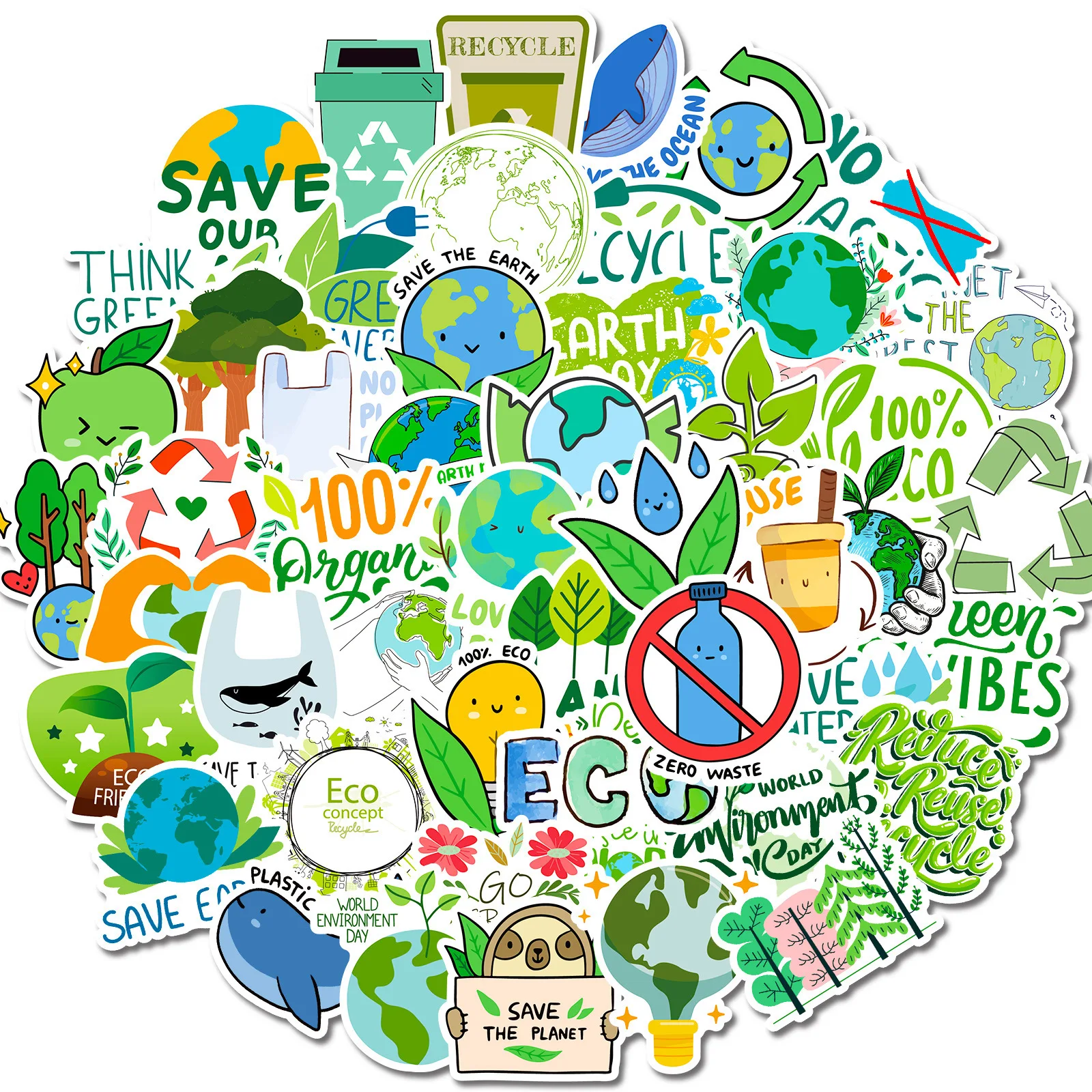 50pcs Environmental Protection ECO Green Logo Stationery Box Notepad Waterproof Sticker