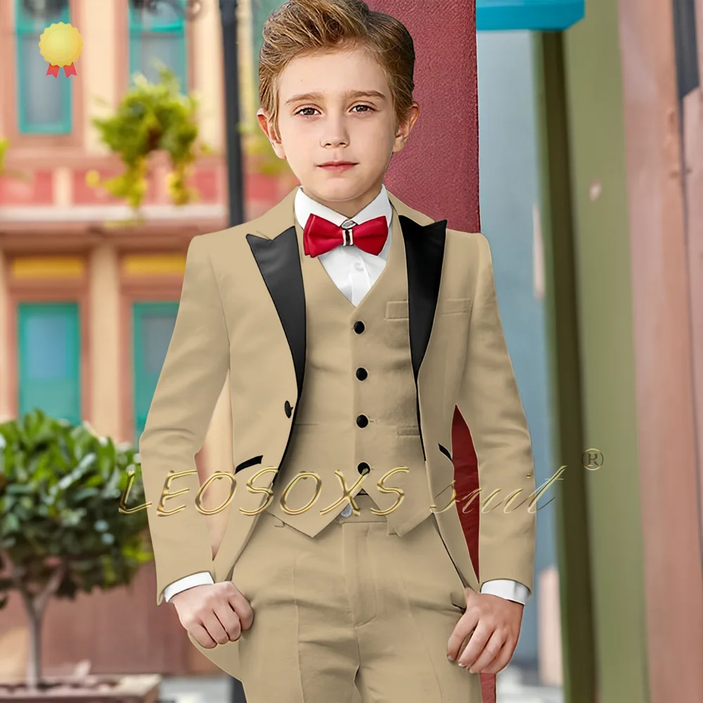 Boys Suit 3 Piece Long Tuxedo Jacket Pants Vest Wedding Party Birthday Gift Kids Blazer Suit boys formal suit set
