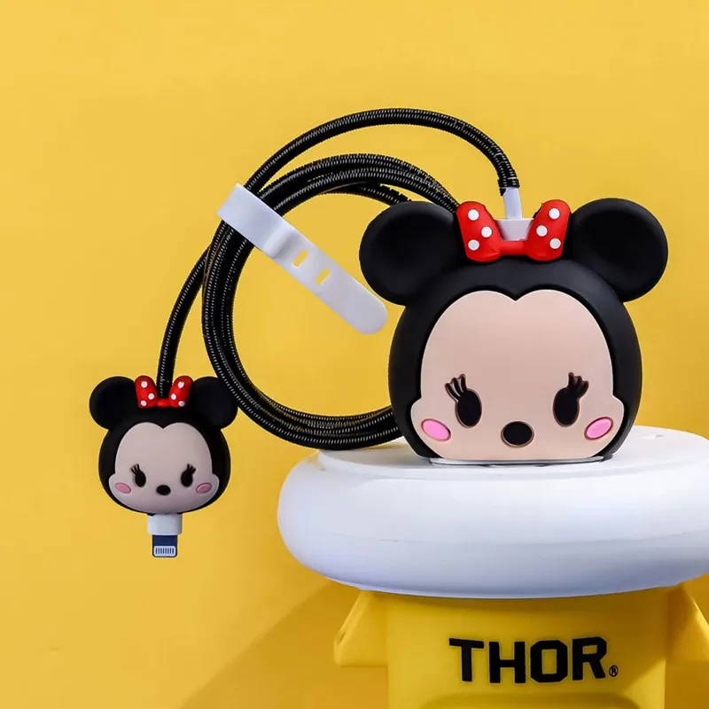 Cartoon Disney Cable Winder Set For iPhone 11 12 iPad 18W 20W Data Line Cute Silicone Fast Charger Cable Protector Organizer — view 2