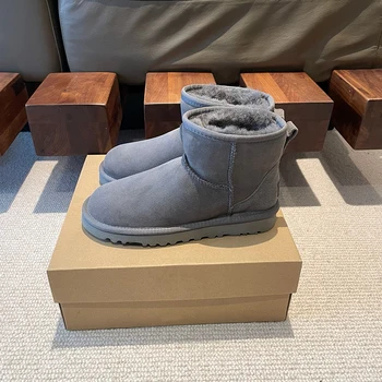 Classic Short Women's Boots 2027 New Winter Warm Wool Thin Sole Genuine Leather and Fur Snow Boots - Image 4
