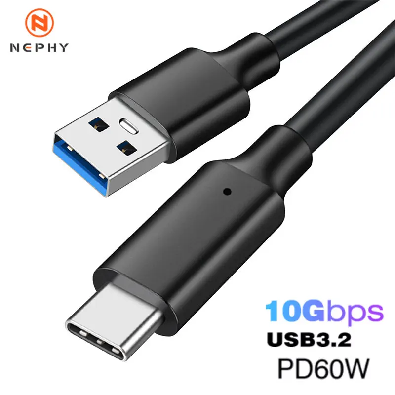 High-Speed USB 3.2 Gen2 A to C Charging Data Cable - 60W 3A Fast Charge, Available in 2M, 3M, 5M Lengths