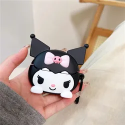 Stylish Cartoon Black Ear Headphone Case with Charm - Airpods 4 2024 (1)