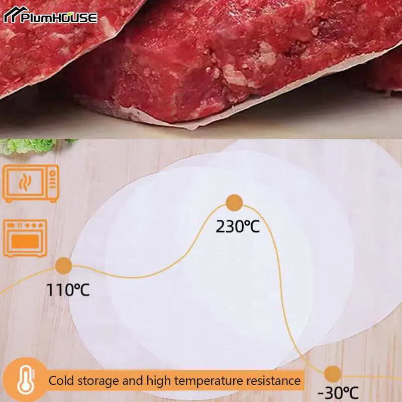 100pcs Round Meat Oil Blotting Paper Oven BBQ Grill Paper Absorbing Oil Sheet Hamburger Patty Barbecue Tool Kitchen Gadget