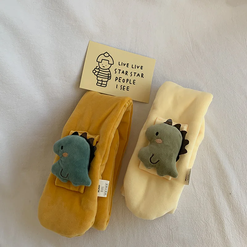 New Children's Scarf Korean Style Autumn and Winter Cartoon Cute Solid Color Baby Scarf  Warm Neck Cover for Boys an