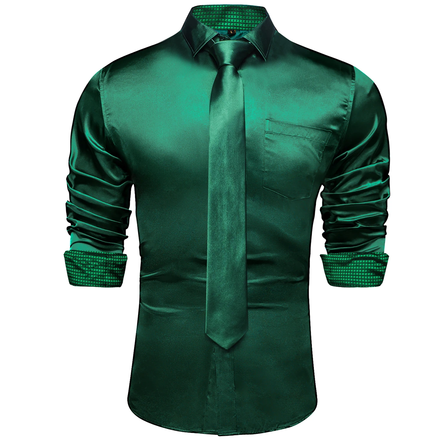 Tanie Zielony w kratę łączenie kontrastujące kolory koszule z długim rękawem sklep