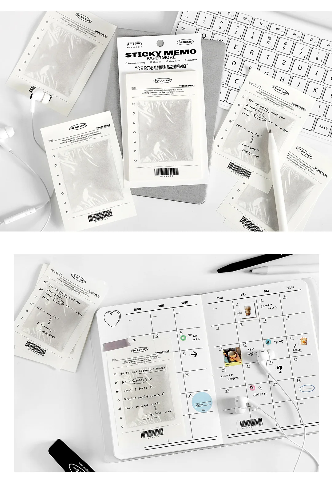 � 30 Blatt Frühstücksserie Kawaii Haftnotizen Einfacher süßer Notizblock Nachrichtenpapier Student To Do Liste Notizen Schulbriefpapier – Detail 8