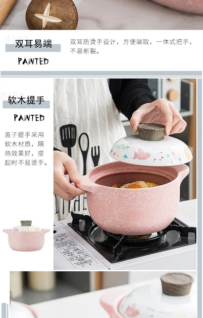 Casserole Household Cooking Set Of Pots Non Stick Pan Kitchen Appliances  Cookware Ceramic Beautiful Pink With Handle Saucepan - Soup & Stock Pots -  AliExpress