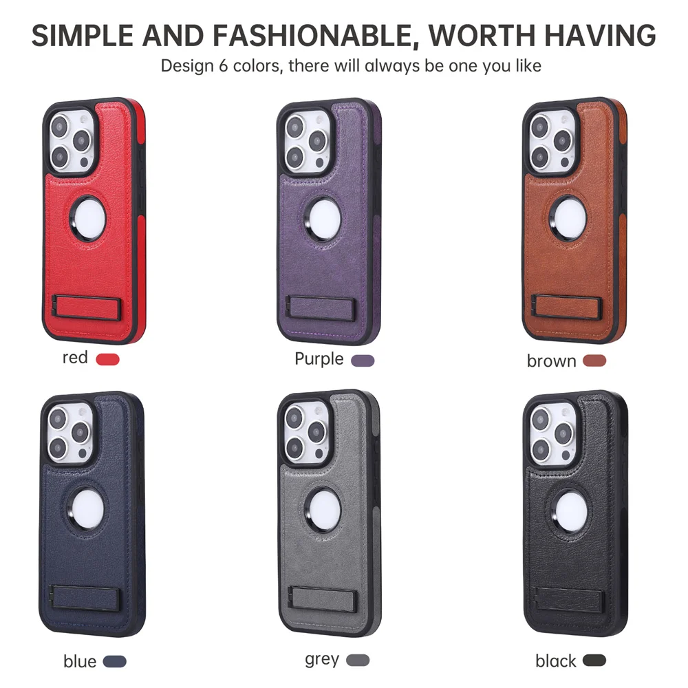 Sleek Invisible Fold Stand Leather Phone Case - Ultra Thin PU Cover with Logo Hole