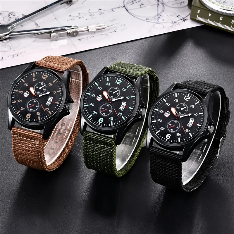 Montre Homme XINEW Brand Watches For Men Simple Nylon Band Calendar Quartz Vintage Watch Black Erkek Barato Saat Reloj Hombre